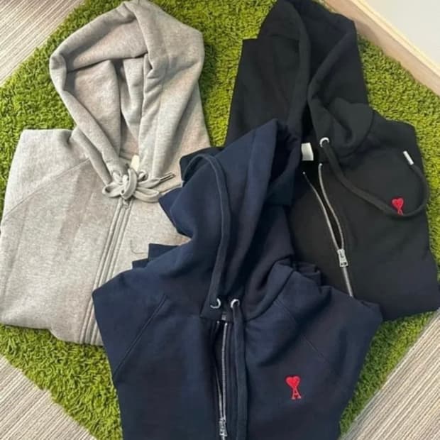 🔥 [새상품/QR정품] 🔥아미 후드집업 스몰로고블랙,그레이,네이비