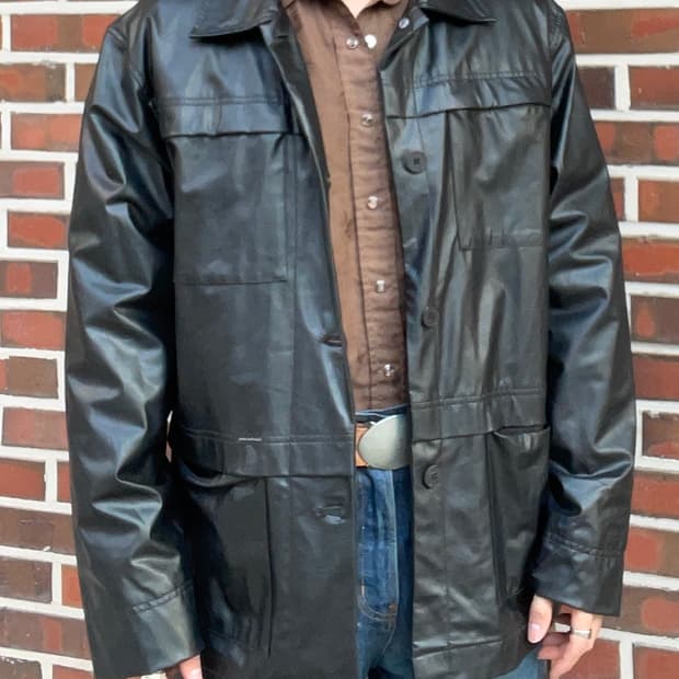 켈빈 클라인 블랙 레더 카코트 