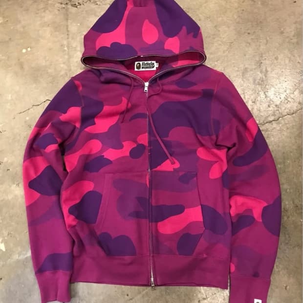 베이프 핑크/보라 카모 후드집업