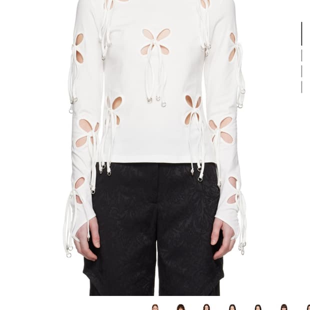 Jkim 화이트 메탈릭 링 티셔츠