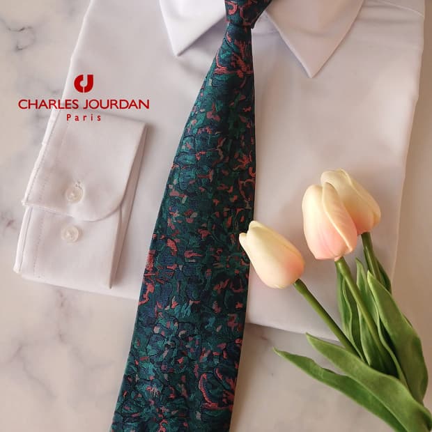 샤를주르당 실크 플로럴 자카드 넥타이 8.7cm A+등급 A19119
