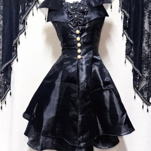 (착샷o) 미사깔 블랙 미디 원피스