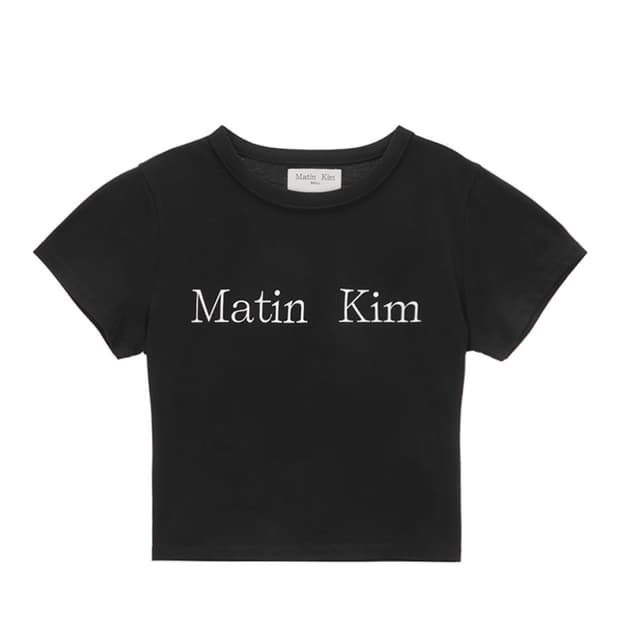 마뗑킴 로고 크롭 반팔 블랙
