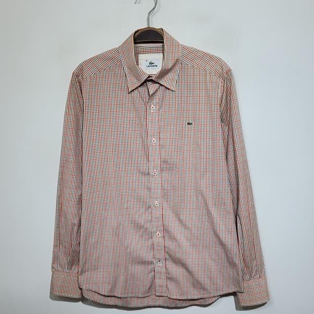 (S) 라코스테 남방 체크 셔츠 로고 스판 캐주얼 