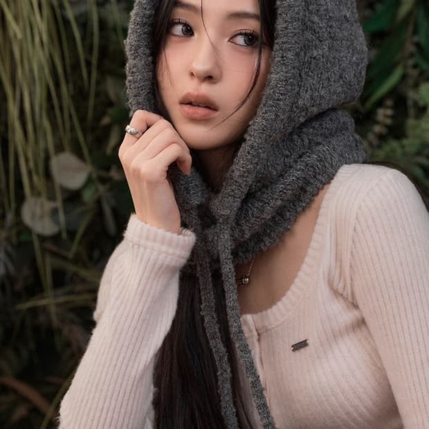 카키포인트 부클 후디드 바라클라바 (그레이)