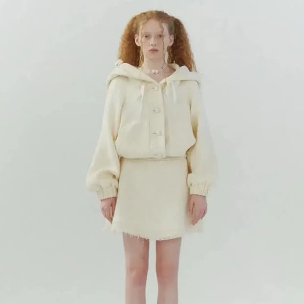 플레따 fletta 후드 치마 트위드 셋업