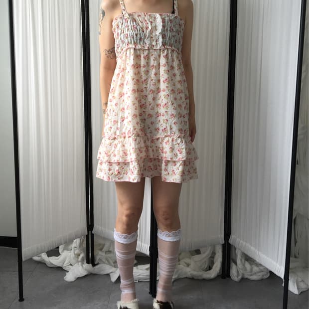 Flower pattern sleeveless onepiece
