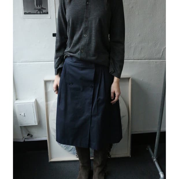 질 샌더 더블 버튼 플리츠 스커트 