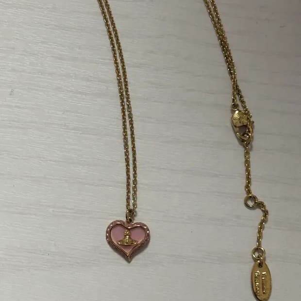 비비안 웨스트 우드 하트 팬던트 목걸이 로즈골드
