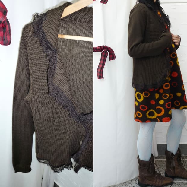 antique brown cardigan