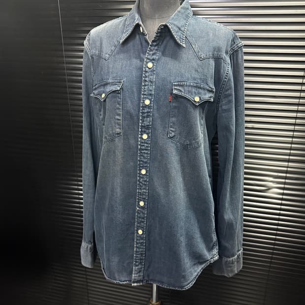 리바이스 중청 데님 웨스턴 셔츠 긴팔 워싱 M 95 에스닉 빈티지 워크