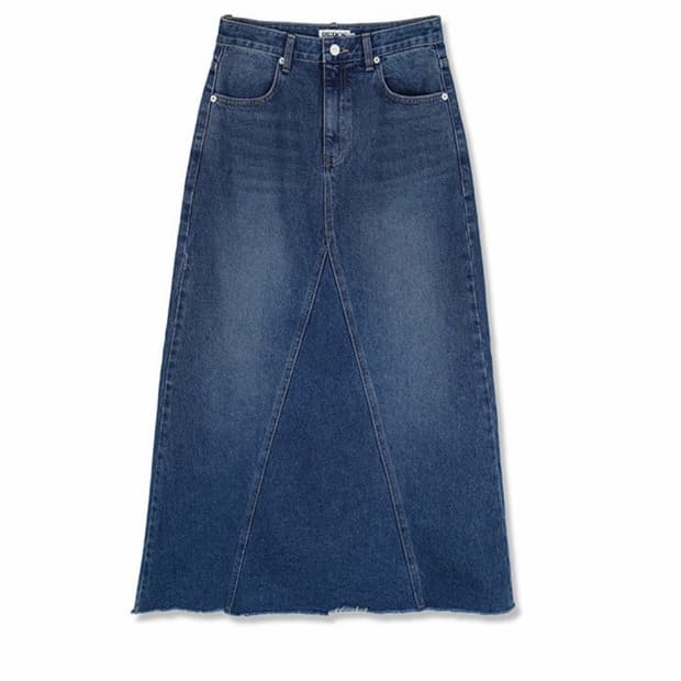 리포스 맥시 데님 스커트 롱스커트 미드블루 M사이즈
