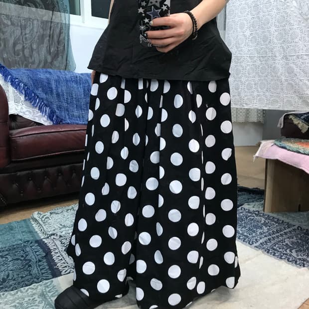 빈티지 여성 밴딩 도트 스커트 