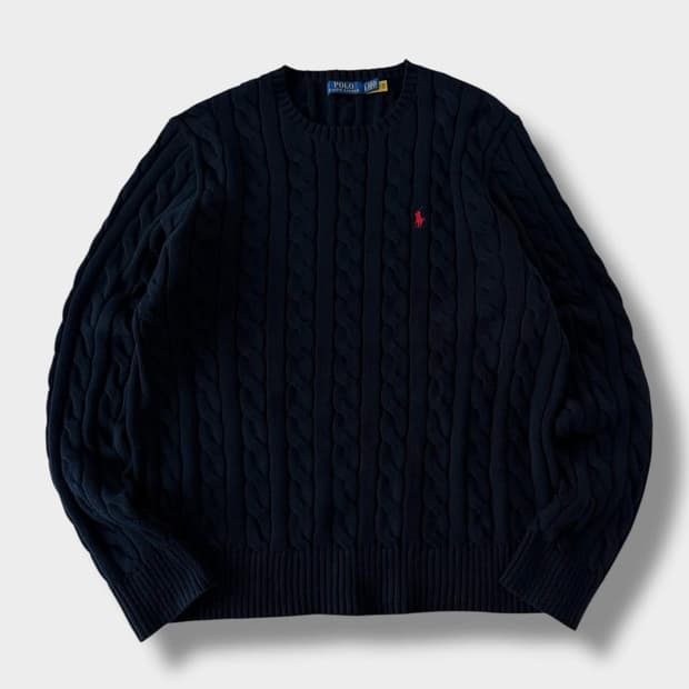 폴로 랄프로렌 네이비 케이블 니트 (QR)