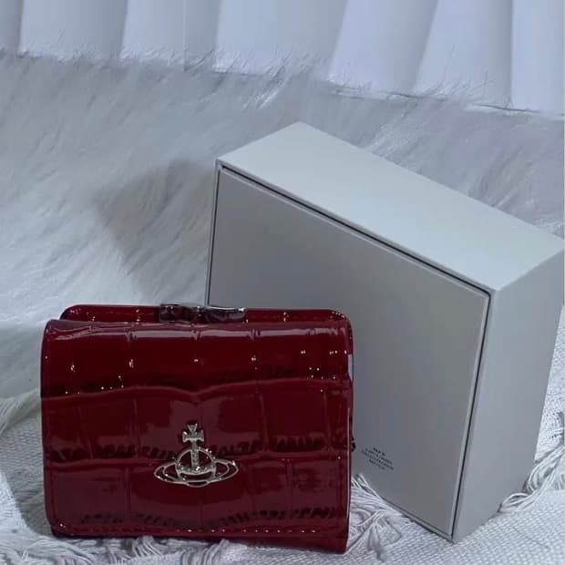 비비안웨스트우드 아카이브 애나멜 레드 레더 은장 반지갑