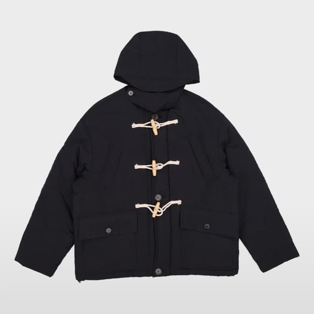 [M] 논플로어 랩 오버 숏 더플 패딩 블랙