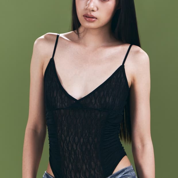 택달린 새상품) 플리즈 노팔로우 아린 레이스 바디수트 (블랙)