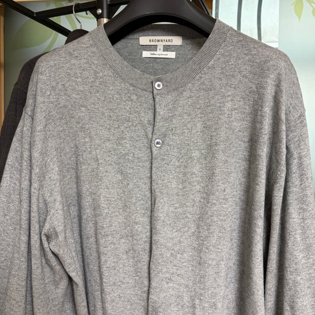 6)브라운야드 코튼 캐시미어 라운드넥가디건 그레이