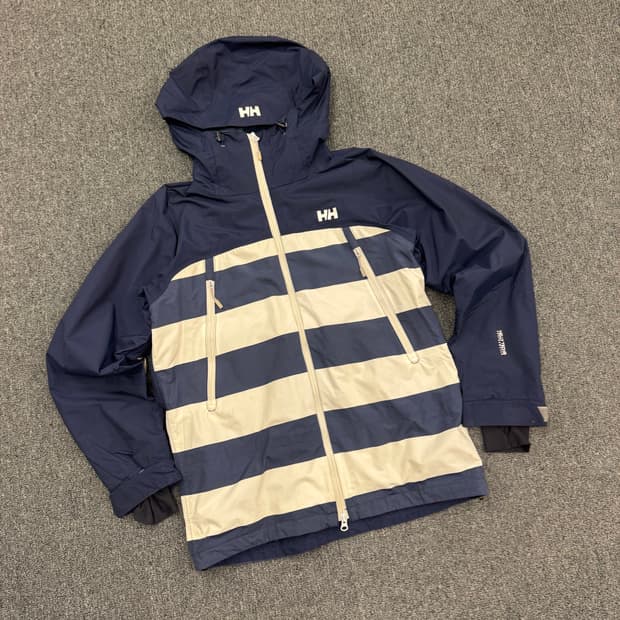 헬리한센 빈티지 스트라이프 네이비 투웨이 바람막이