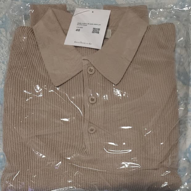 [48 새상품] 퍼스트플로어 코튼 립 폴로 셔츠 모카베이지