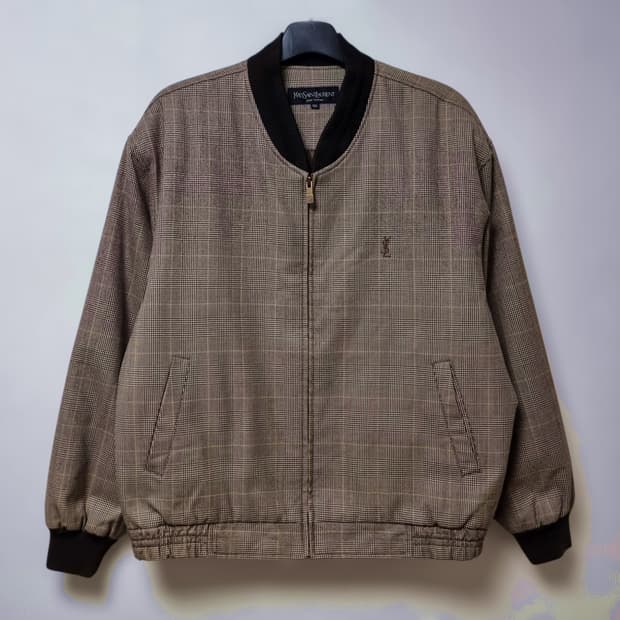 입생로랑 체크 블루종 자켓 105