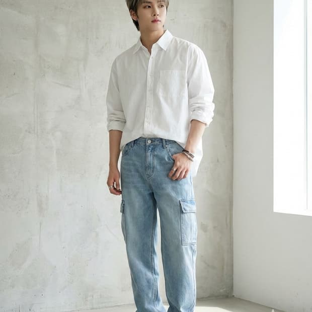 ACHIO 아치오 코튼 화이트 긴팔 셔츠