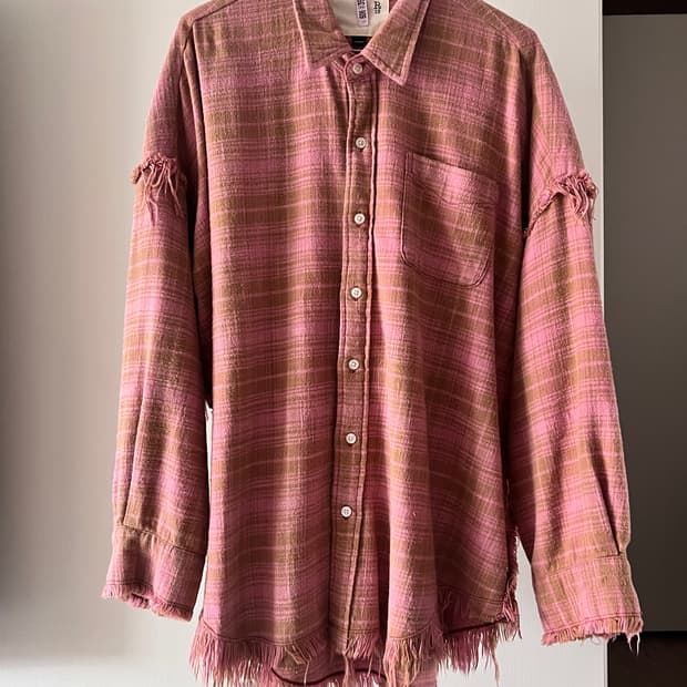 R13 핑크 체크셔츠