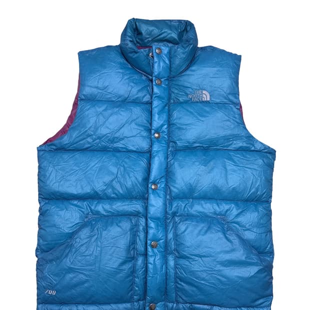 노스페이스 700 블루 구스다운 패딩조끼