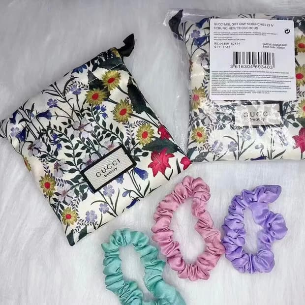 구찌 뷰티 스크런치 3종 + 파우치 세트