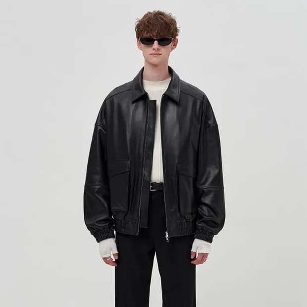 XL) 도프제이슨 오버핏 램스킨 봄버 자켓