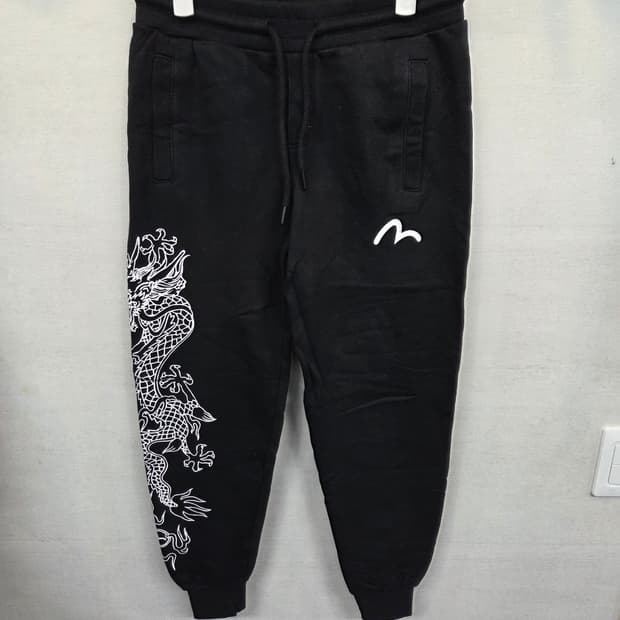 에비수 스카쟌 드래곤 프린팅 스웻팬츠 90 s