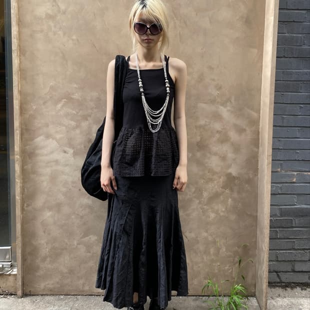Sheer Checkered Flounce Hem Camisole