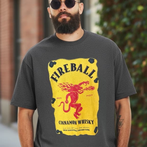 미국 빈티지 Fire Ball  위스키 로고 오버핏 반팔티