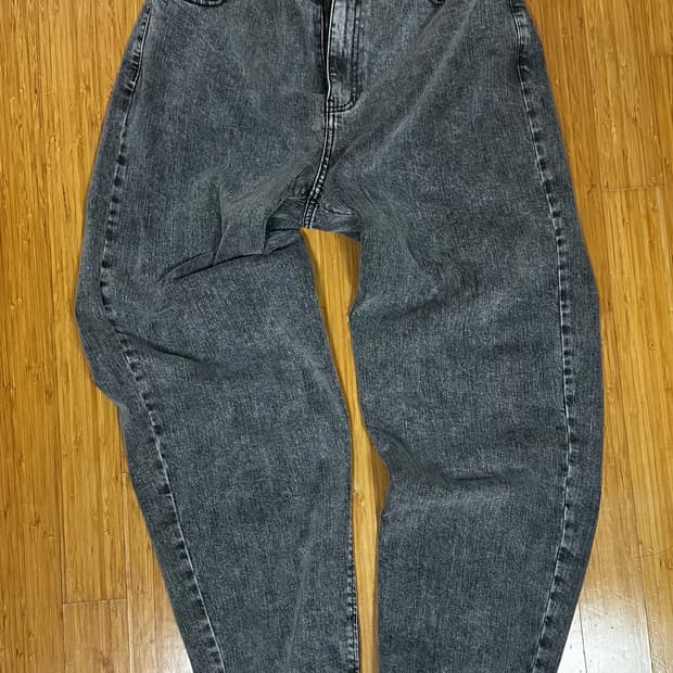 SYSTEM HOMME 밴딩 드러우스트링 와이드 데님 팬츠