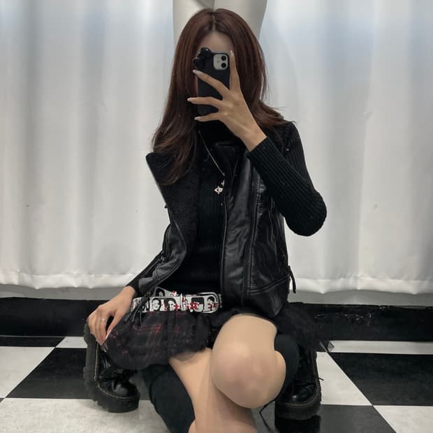 🎸블랙 퍼 레더 베스트🎸