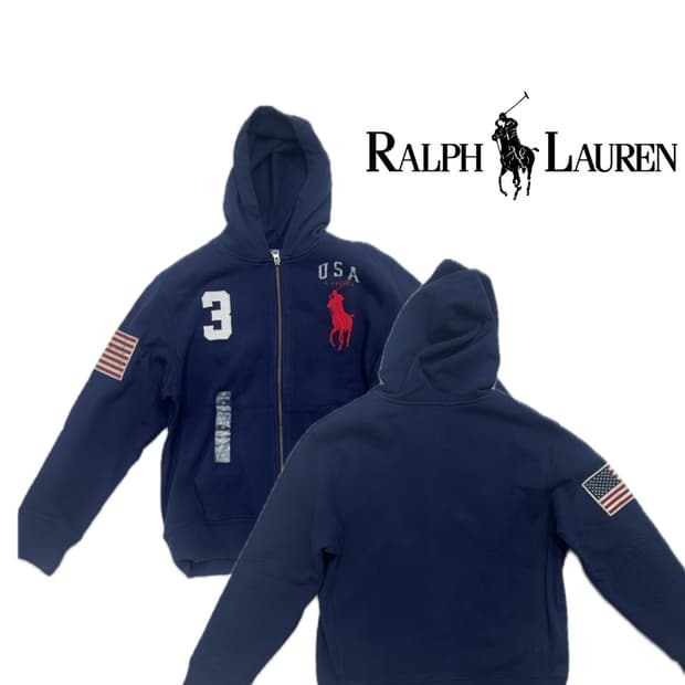 폴로 빅포니 3 후드집업 네이비