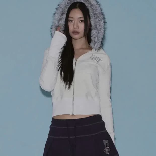플리즈노팔로우 플노팔 마리퍼 화이트 Mari Fur Hoodie Jack