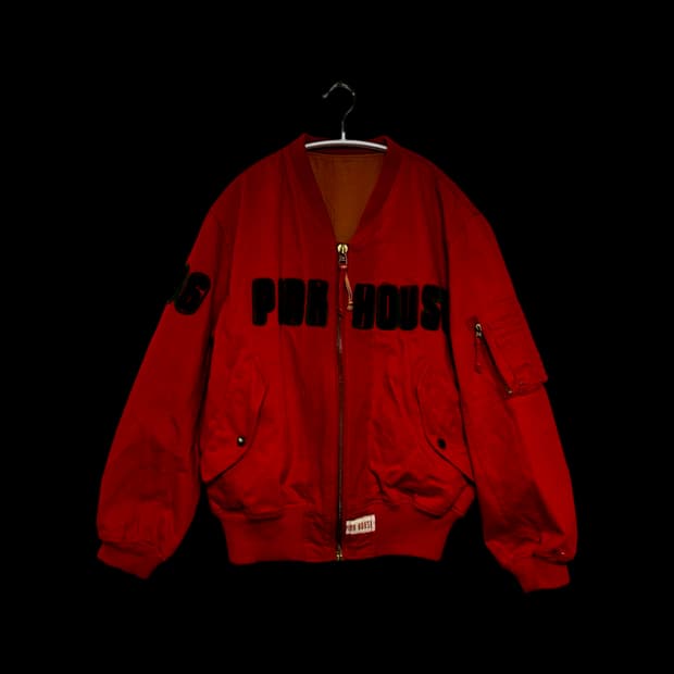 핑크하우스 00s 레드 봄버 자켓