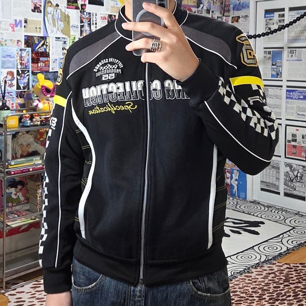 빈티지 EXR 니트 배색 레이싱 져지 트랙탑