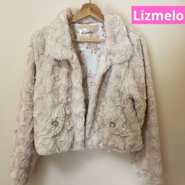 리즈리사 리즈멜로 백리본 핑크 퍼자켓 