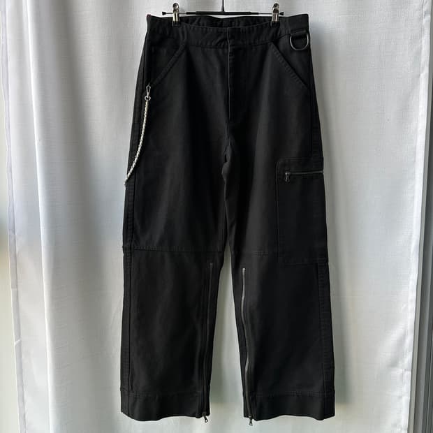 프라다 헤비코튼 신치백 체인 워크 팬츠 블랙 48