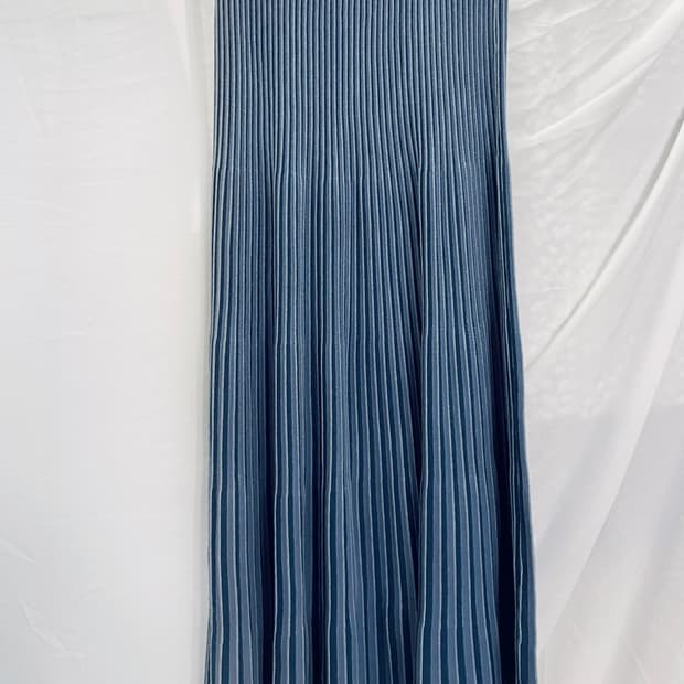 플리츠 니트 롱스커트 블루