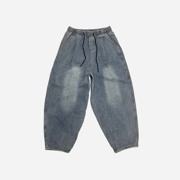 빈티지 밴딩 워싱 벌룬 데님팬츠 청바지