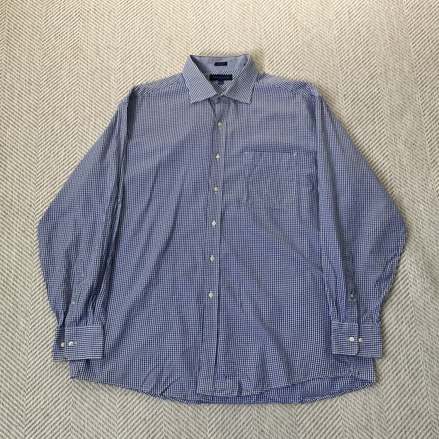 타미힐피거 블루 체크 셔츠 