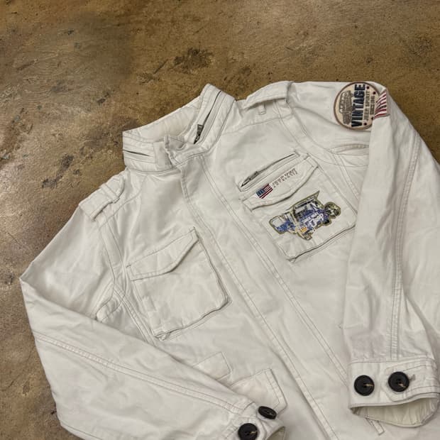 [정품/S] Jeep Spirit 빈티지 화이트 야상 점퍼 b15