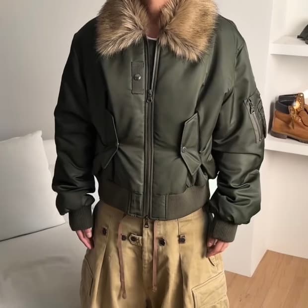 앤더슨벨 퍼카라 MA-1 마원 블루종 카키 L