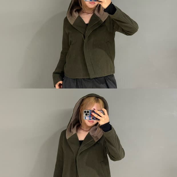 niko and diagonal zipper hood coat