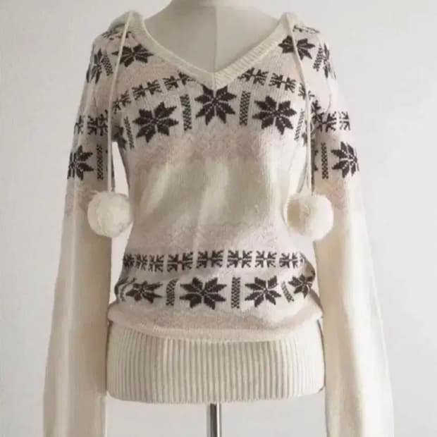 리즈리사 폼폼이 노르딕 후드 니트 갸루 라떼갸루 히메갸루 빈티지