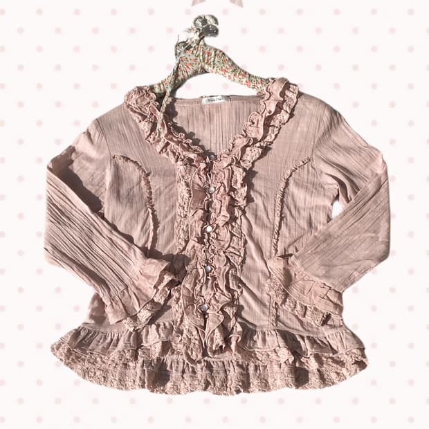 로사체리 레이스 러플 인디핑크 블라우스