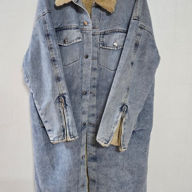 데님 쉐르파 롱코트, 롱자켓, 겨울코트, 남녀공용